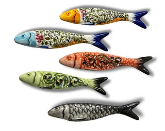 Handmade Portuguese Ceramic Sardine with Magnet for Traditional Portuguese Fridge