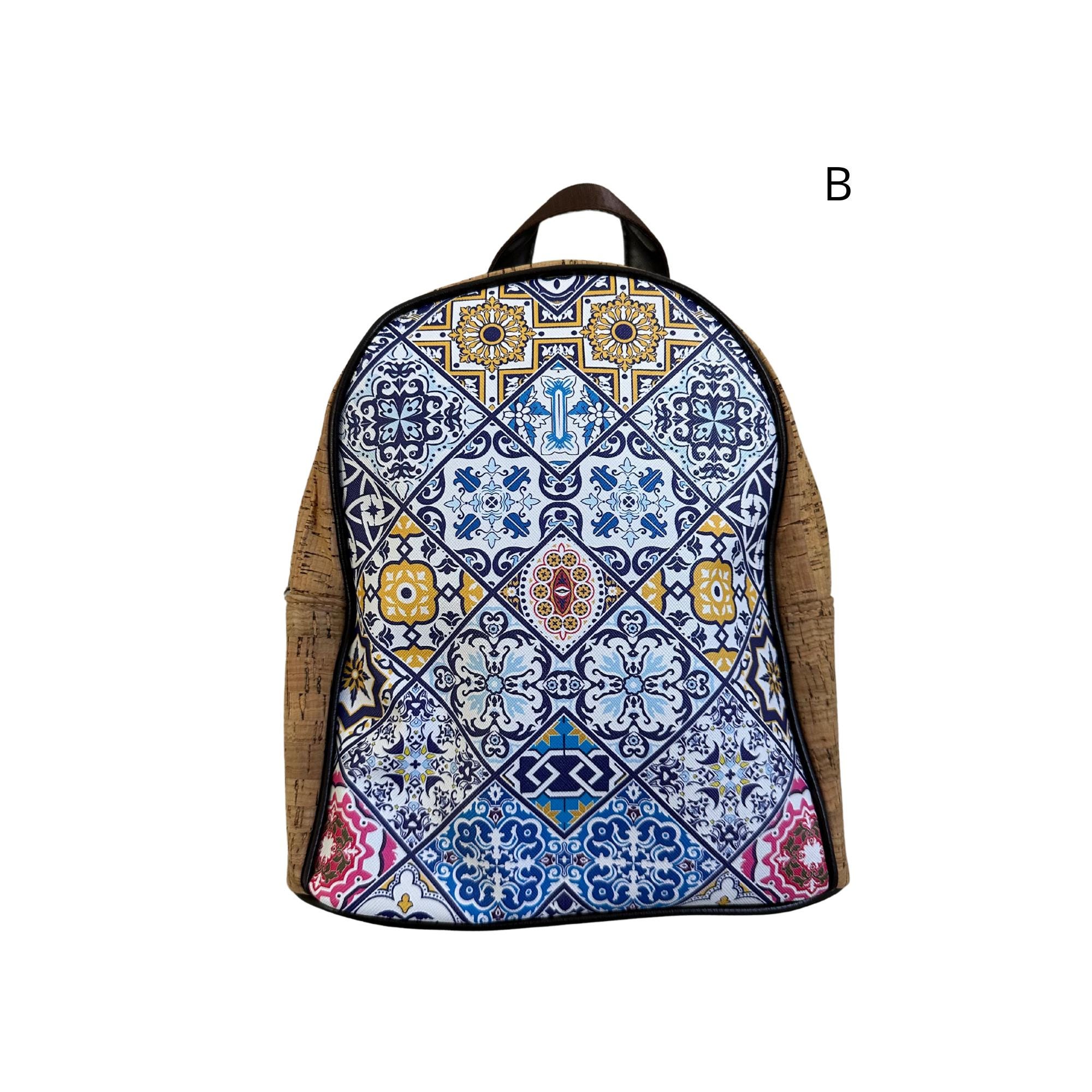 Cork Backpack With Traditional Portuguese Tile Pattern  display picture 1