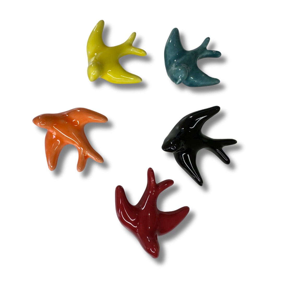 Handmade Portuguese Ceramic Swallow Magnet - Unique Fridge Decoration Traditional from Portugal