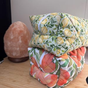 Kosmetiktasche I Lemon & Peach I Handgemacht