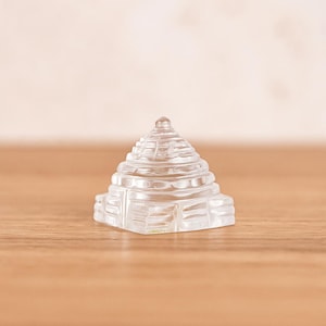 Hand-Carved Clear Quartz Shree Yantra: Sacred Geometry Altar Decor