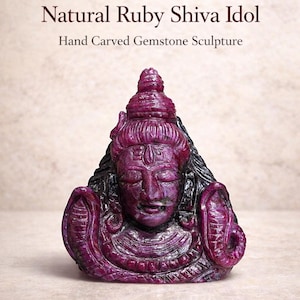 Natuurlijke robijnrode zoisiet Shiva-idool | Handgesneden edelsteen Shiva-standbeeld | Helend kristal Shiva Murti | Spiritueel woondecoratiecadeau | Meditatie
