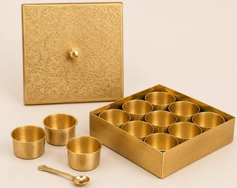 Premium Brass Dry Fruit Box with 9 Compartments, Handmade Brass Storage Box, Luxury Indian Gift Box, Diwali Wedding Housewarming Gift