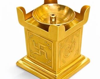 Messing diya voor Puja Tulsi Deepak-olielamp | Diwali-diya van puur messing | Home Tempeldecoratie | Hindoe Pooja-item | Spiritueel cadeau India