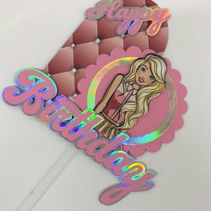Barbie custom cardstock cake topper