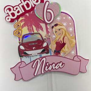 Barbie custom cardstock cake topper