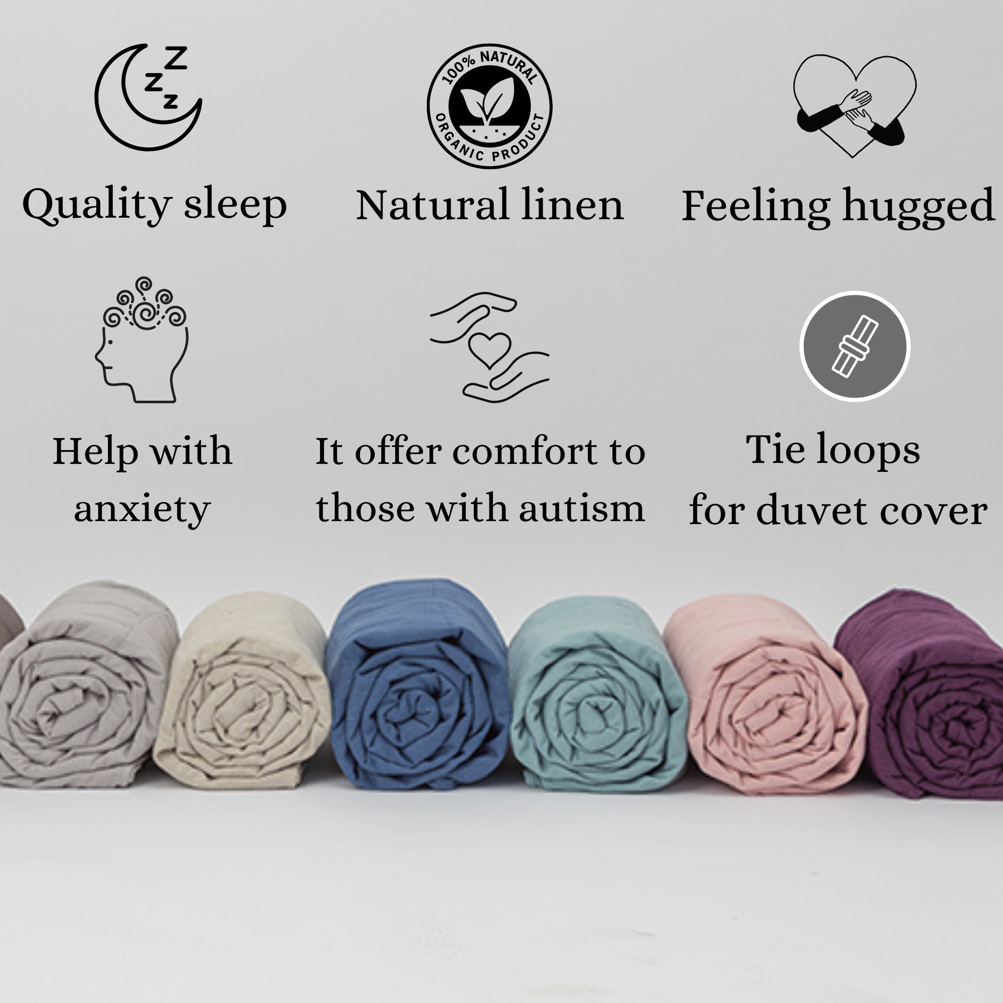 Weighted Adult Blanket Sleep Aid Anxiety, Linen Weighted Blanket
