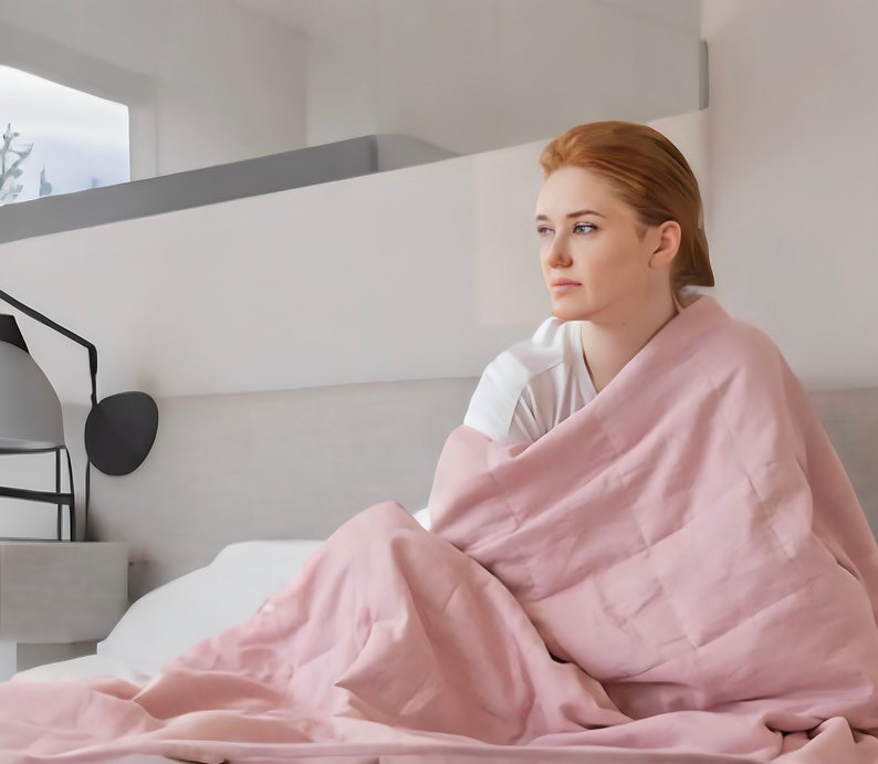 women under weighted blanket