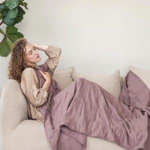 Super king size linen weighted blanket, adult blanket sleep aid anxiety, sensory blanket, heavy comforter with glass bead filling