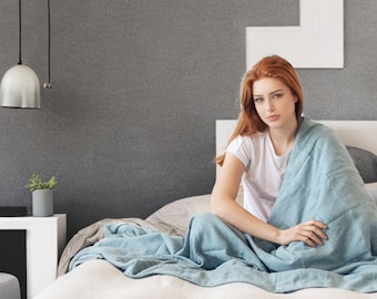 Manta con peso, Manta con peso para adultos, Manta, Manta con peso de lino, Mantas con peso, Manta pesada, Manta con peso lavable