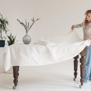 Square White Linen Tablecloth Table Linens Round Rectangular Table Cloth Custom Linen Tablecloths House Warming Gift