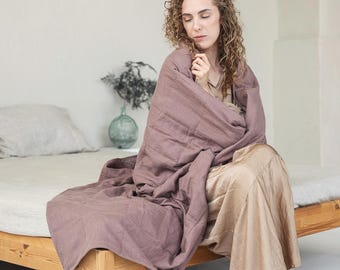 Manta con peso de lino, mejor sueño, manta sensorial, edredón pesado con relleno de cuentas de vidrio, manta con peso para adultos, ayuda para dormir y ansiedad.