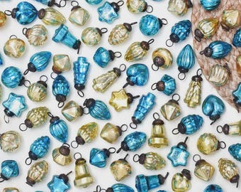 Adornos navideños de vidrio multicolor vintage - Juego de 25