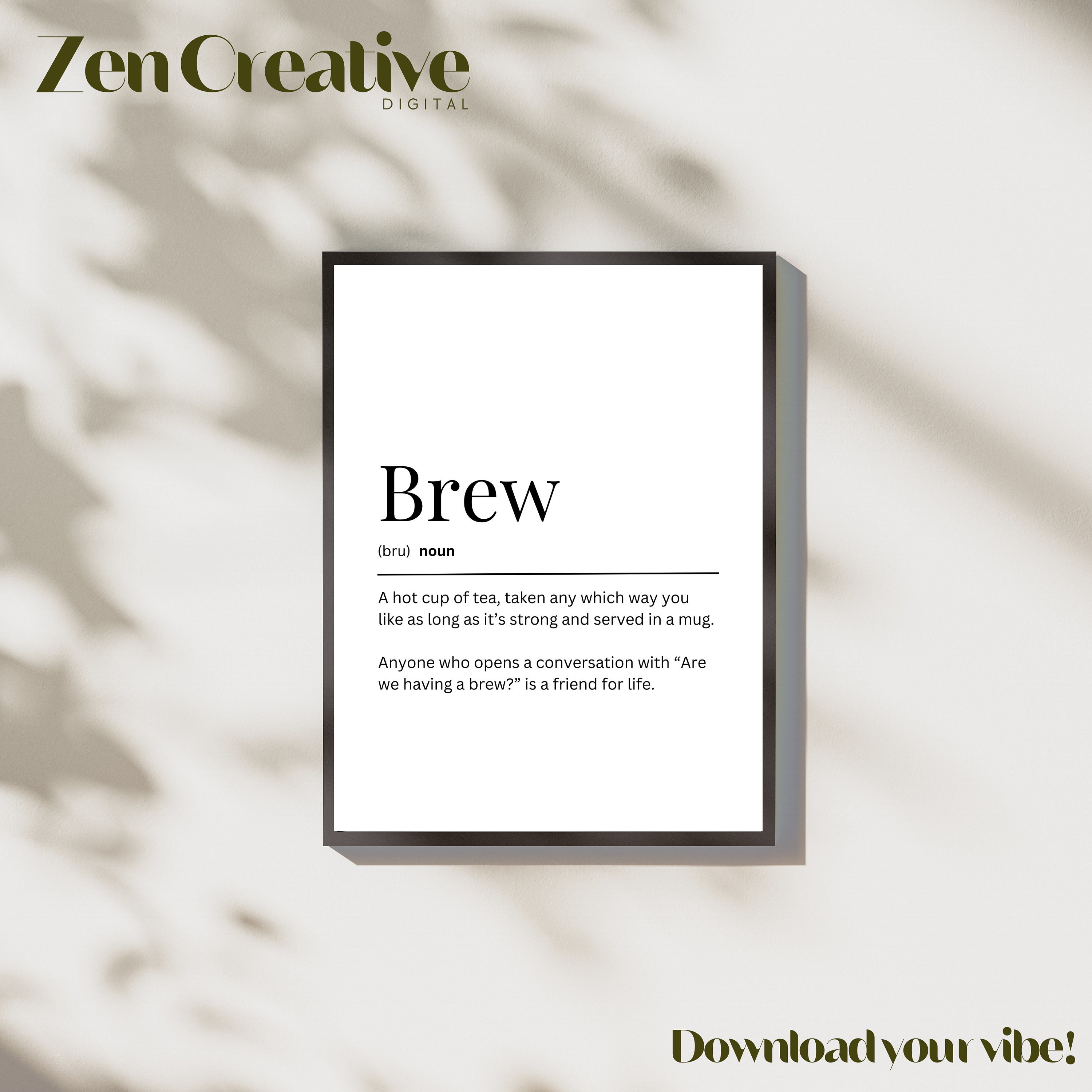 Brew Definition Print Instant Download Printable Wall Art Digital