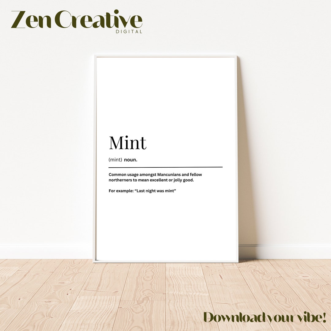 Mint Definition Print Instant Download Printable Wall Art Etsy