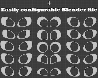 Yeux vierges - 20 fichiers STL numériques + fichier Blender