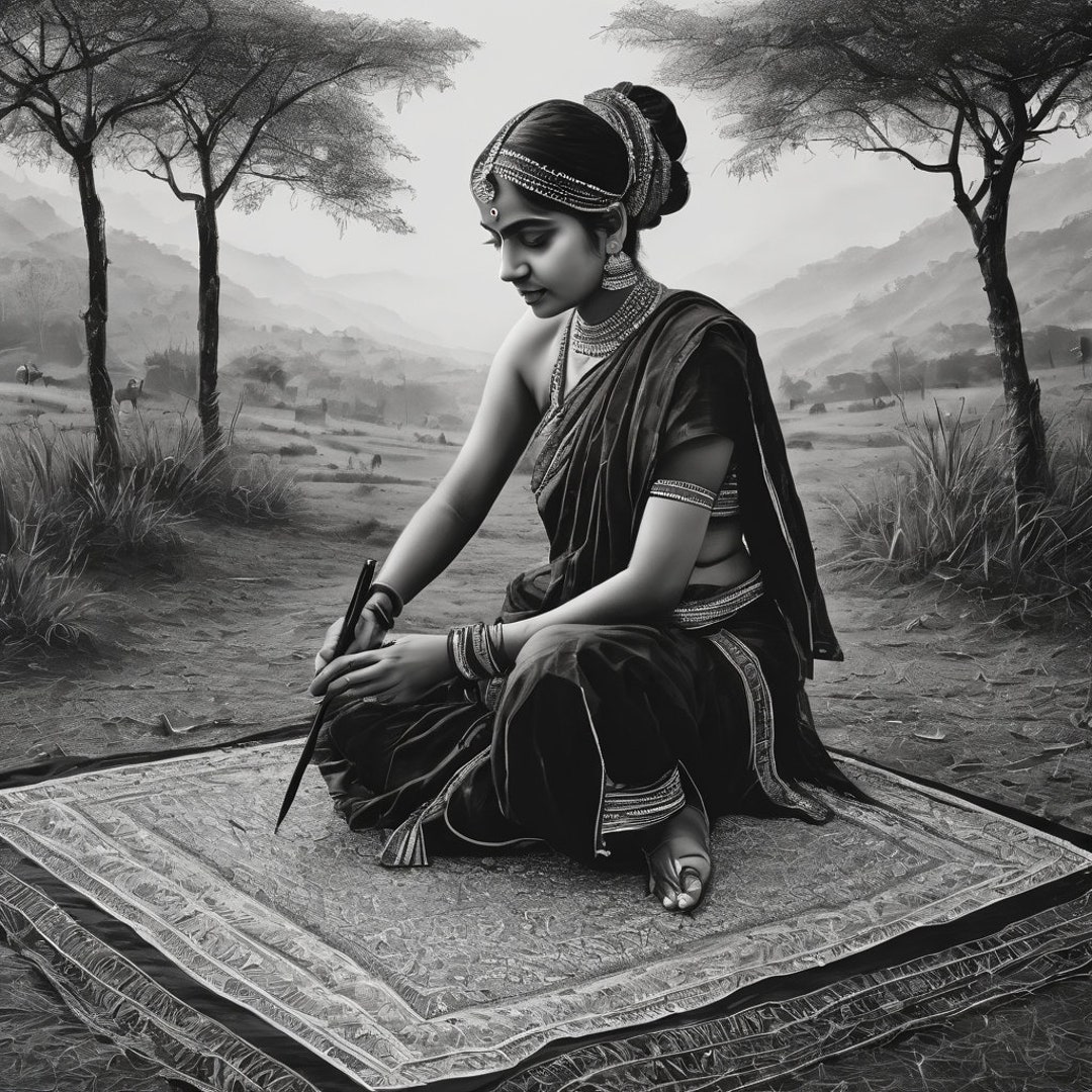 Indian Traditional Art in Black & White Colour - Etsy