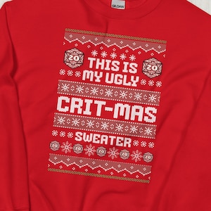 Crit-mas Ugly Holiday Christmas Sweatshirt | Dungeons & Dragons Sweater | DnD and Pathfinder Gift | Dungeon Master Present | Merry Christmas