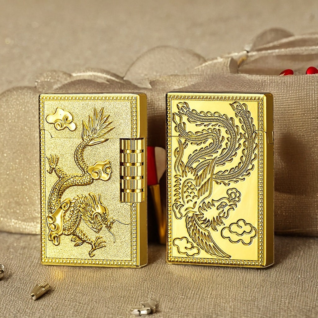 Gold Sanji Lighter Dupont Style Lighter Chinese Dragon Etsy