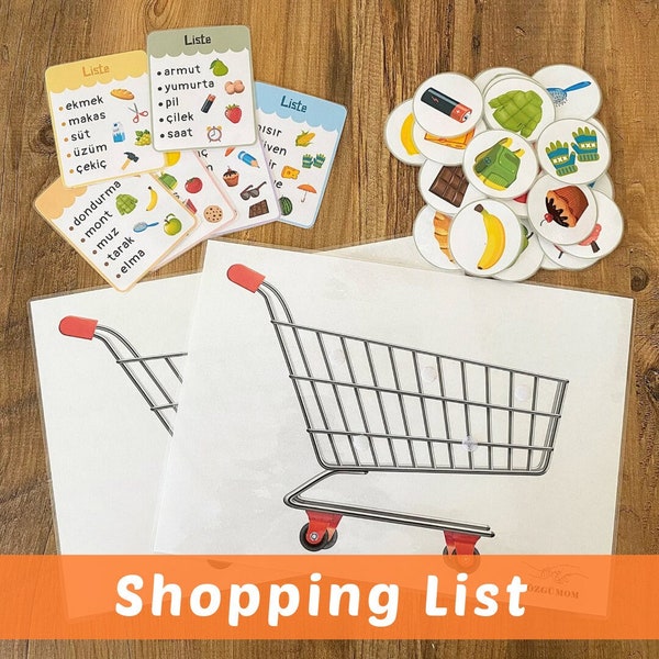 Shopping List Grocery Game/Shopping List/Market Game/Printable Worksheets/Matching Activity/Supermarket Game/Grocery Store Pretend Play/Kids