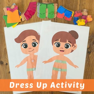 Dress Up Kids Worksheet/Dress Up Game/Preschool Printable Activity/Dress Up Printable Activity/Paper Doll Clothing/Kids Dress Up Activity