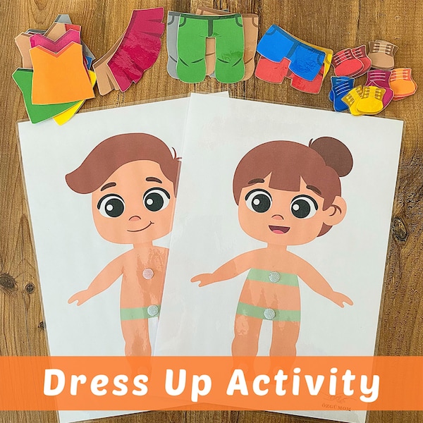 Dress Up Kids Worksheet/Dress Up Game/Preschool Printable Activity/Dress Up Printable Activity/Paper Doll Clothing/Kids Dress Up Activity