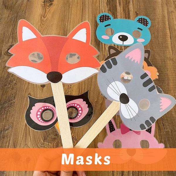 Animal Masks For Kids/ Animal Mask Printable/Kids Party Masks/Printable Mask/Animal Toddler Masks Printable Preschool Activity/Diy Masks