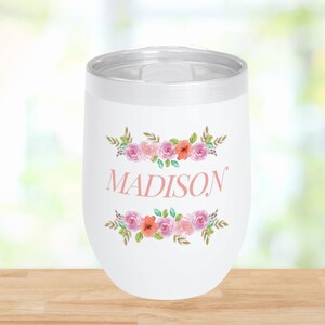 Personalized Tumbler, Bridesmaid Proposal Gift, Wine Tumbler, Coffee Cup, 12oz Stainless Steel Tumbler w/straw, Bachelorette