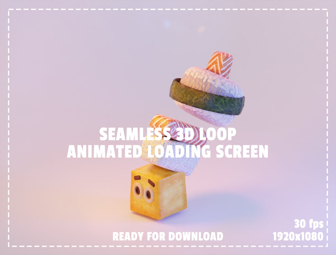 Seamless 3D Animation Salmon Sushi Cubes Loading Screen - Etsy