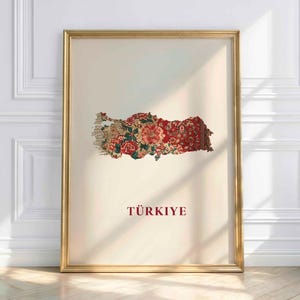 Poster con mappa della Turchia – Mappa con motivo a tappeto, stampa artistica con motivo tradizionale