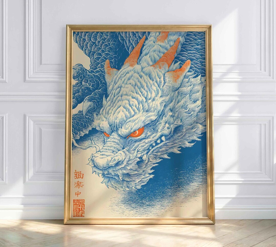 Japanese Dragon Poster – Asian Mythology Art – Vintage Dragon Wall Art ...