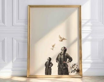 Kurdish poster, Kurdish woman wall art, Kurdish cultural heritage art print, Kurdish costume art, Kurdish girl poster