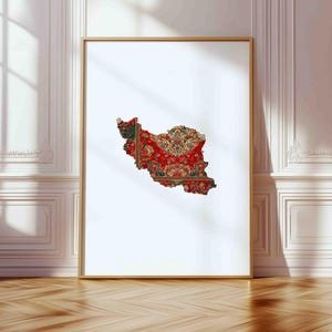 Iran Map Poster – Persian Art with Carpet Pattern, Oriental Wall Decoration, Ethno Fine Art Print, image 3