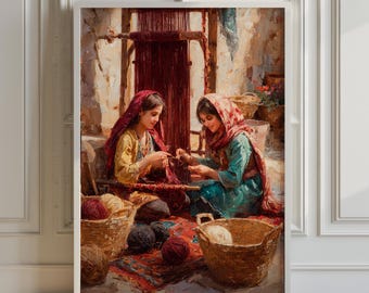 Iranian girls weaving carpets | Ethnic print, Cultural carpet art | Posters of girls, Persian posters, Persian