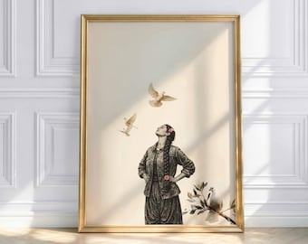 A Kurdish girl – Peace – Woman Life Freedom – Feminist mural – Kurdish culture art print