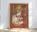 Jin Jiyan Azad\u00ee \u2013 Kurdish art poster in oriental carpet style product logo