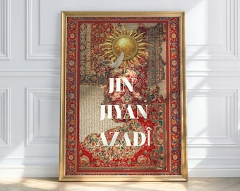 Jin Jiyan Azadî – Kurdish art poster in oriental carpet style