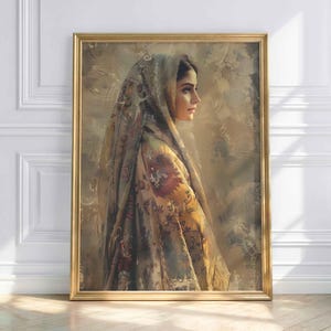 Afghan Woman Portrait Poster – Traditional Afghan Clothing – Oriental Art – Ethnic Image of Women – Boho Wall Decor
