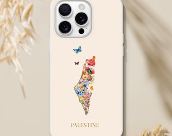 Palestine Floral Phone Case – Palestine Map Floral Design Flexi Case – Aesthetic Palestine iPhone Case – Floral Map Phone Case