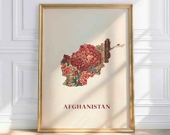 Afghanistan Map Poster – Oriental Carpet Art, Wall Decor, Afghan Art Print, Vintage Map, Gift for Afghans, Home Decor