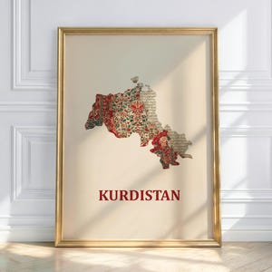 Kurdistan Poster – Kurdish Map, Traditional Art, Kurdish Culture, Wall Decor, Kurdish, Kurdistan, Kurdish