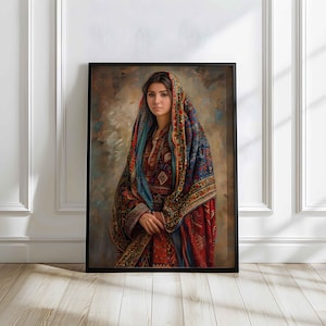 Afghan Woman Art Poster – Traditional Afghan Clothing – Oriental Woman Portrait – Ethnic Wall Art – Boho Wall Decor