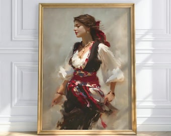 Albanian Woman Poster – Traditional Costume Art – Balkan Ethno Wall Art – Albanian Cultural Portrait – Folklore Art Print