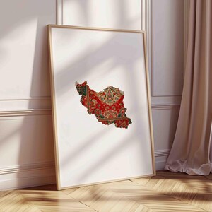 Iran Map Poster – Persian Art with Carpet Pattern, Oriental Wall Decoration, Ethno Fine Art Print, image 6