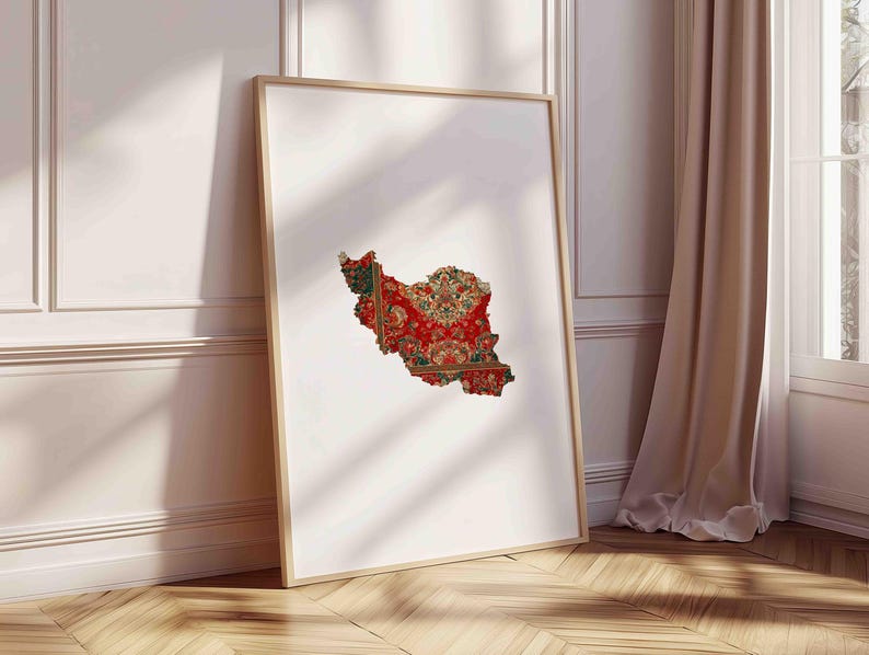 Iran Map Poster – Persian Art with Carpet Pattern, Oriental Wall Decoration, Ethno Fine Art Print, image 6