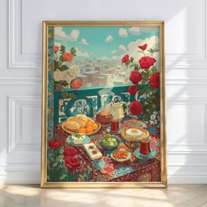 Persian breakfast poster, Persian, Iranian art, Persian wall art, Iran poster, Iran prints, Persian decor, Middle Eastern art, Tehran art,