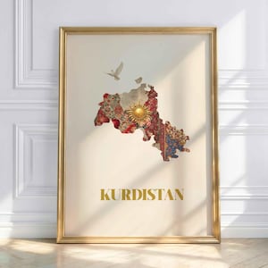 Plakat Kurdystanu – Mapa Kurdystanu, Sztuka Tradycyjna, Kultura Kurdyjska, Dekoracja Ścienna, Kurdyjski, Kurdystan, Kurdyjski