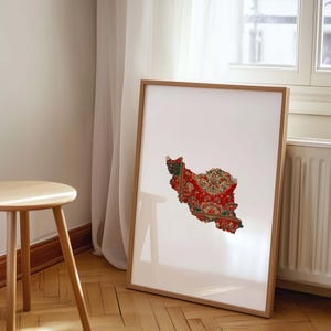 Iran Map Poster – Persian Art with Carpet Pattern, Oriental Wall Decoration, Ethno Fine Art Print, image 8