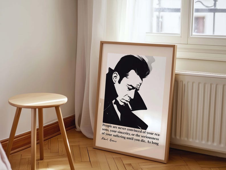 Albert Camus Quote Poster – Striking Black and White Portrait – "what ...