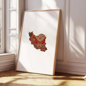 Iran Map Poster – Persian Art with Carpet Pattern, Oriental Wall Decoration, Ethno Fine Art Print, image 7